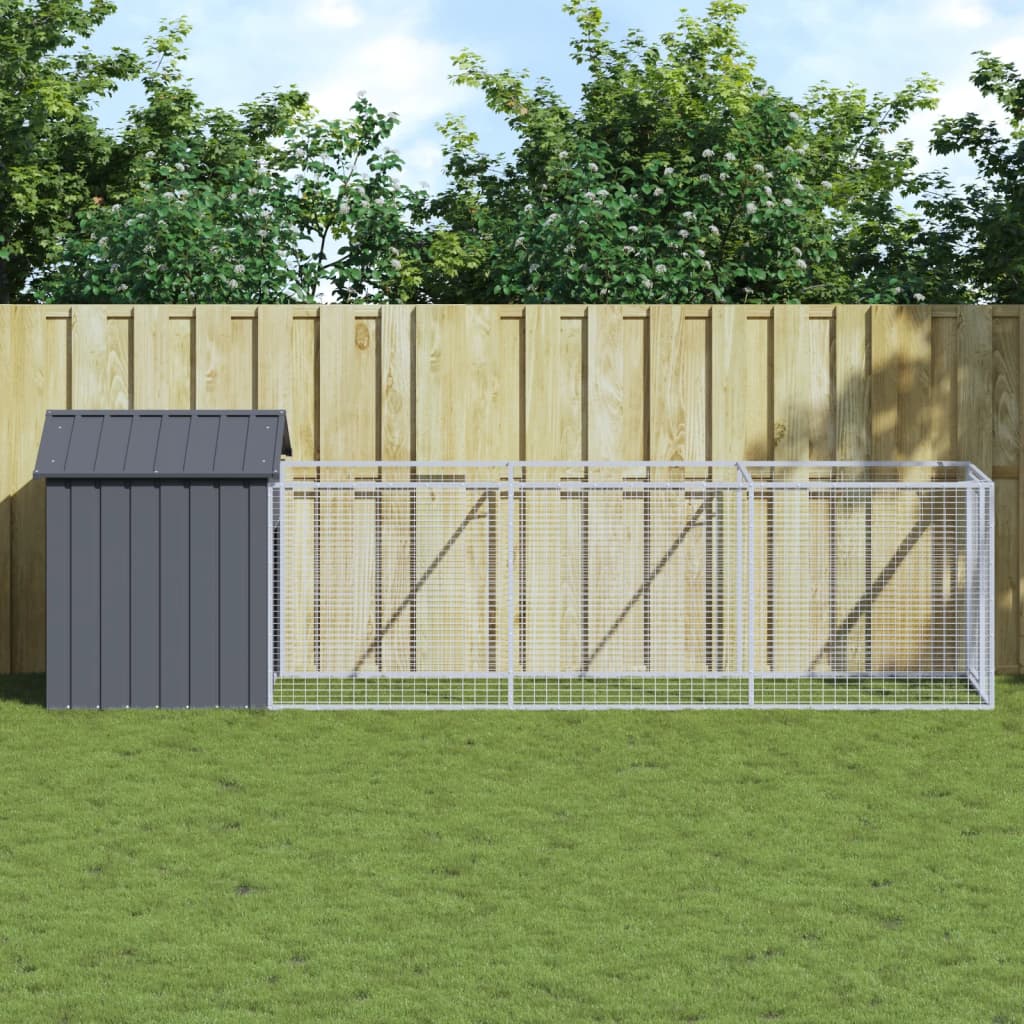 Koerakuut katusega, antratsiithall, 117x405x123 cm, teras
