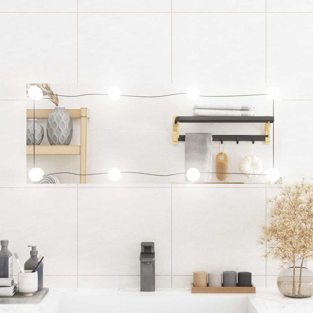 Seinapeegel LED-tuledega, 30x80 cm, klaas, ristkülik