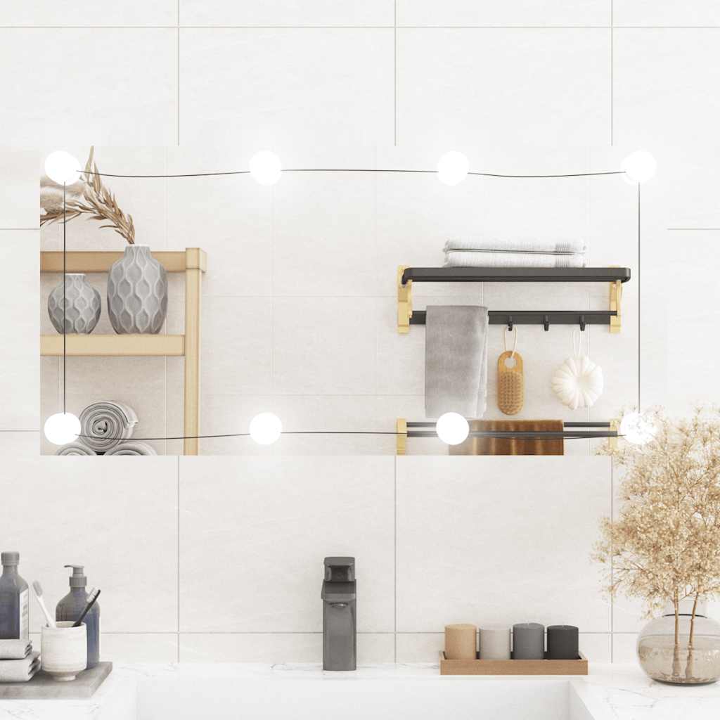 Seinapeegel LED-tuledega, 40x80 cm, klaas, ristkülik