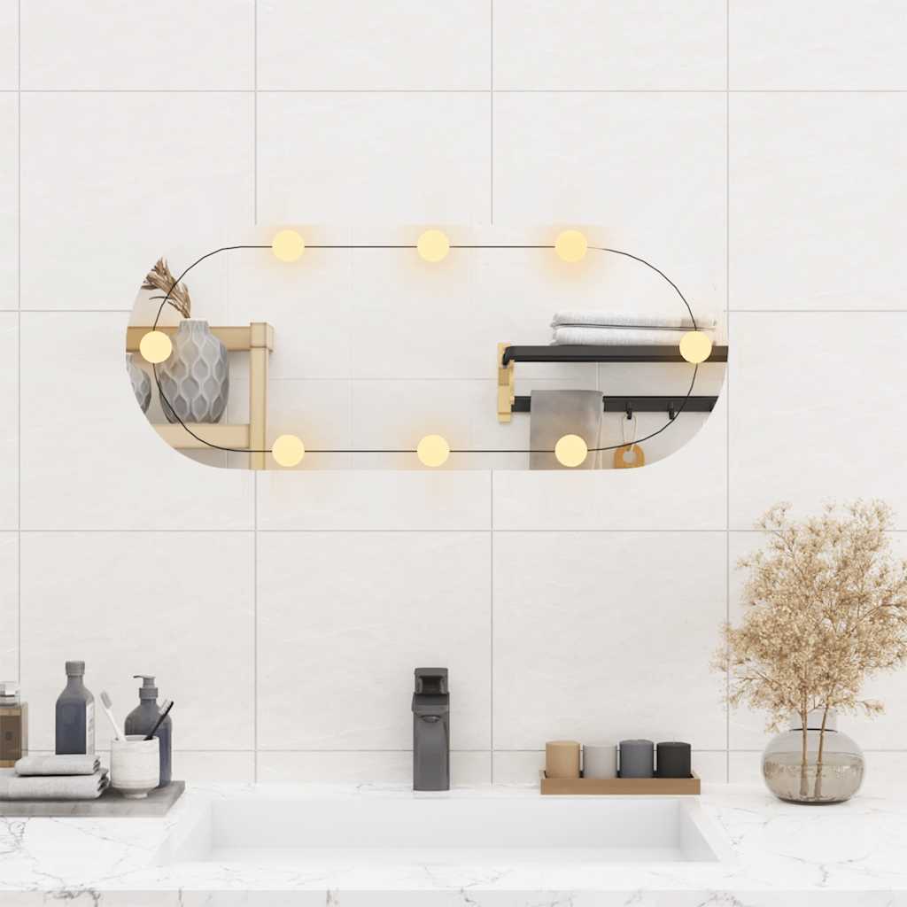 Seinapeegel LED-tuledega, 30 x 70 cm, klaas, ovaalne