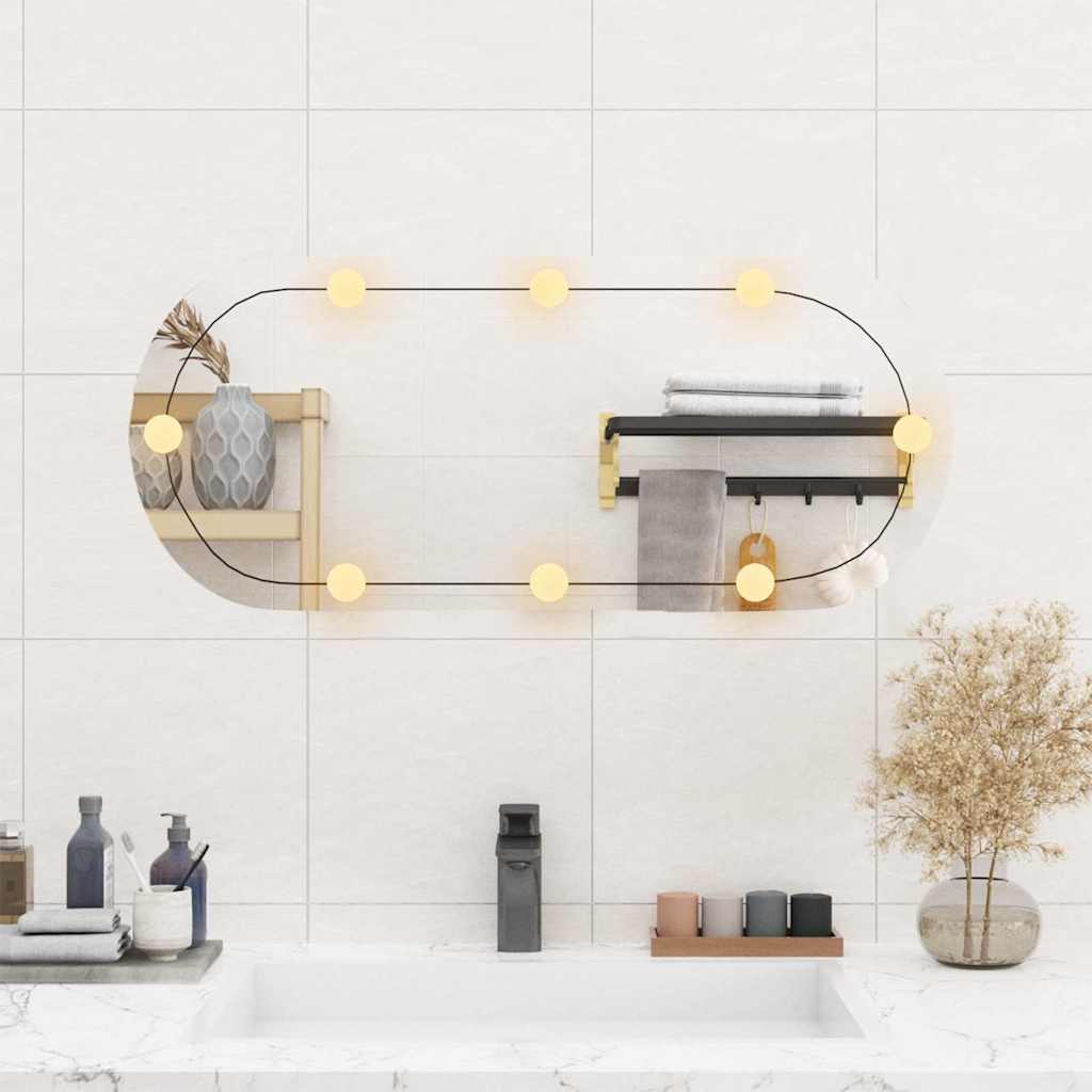 Seinapeegel LED-tuledega, 35 x 80 cm, klaas, ovaalne