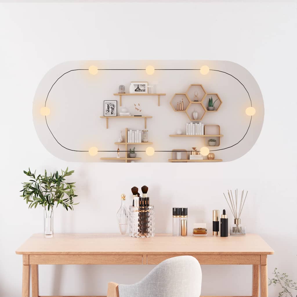 Seinapeegel LED-tuledega, 45 x 100 cm, klaas, ovaalne