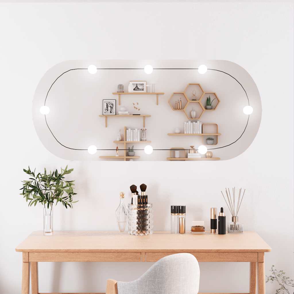 Seinapeegel LED-tuledega, 45 x 100 cm, klaas, ovaalne