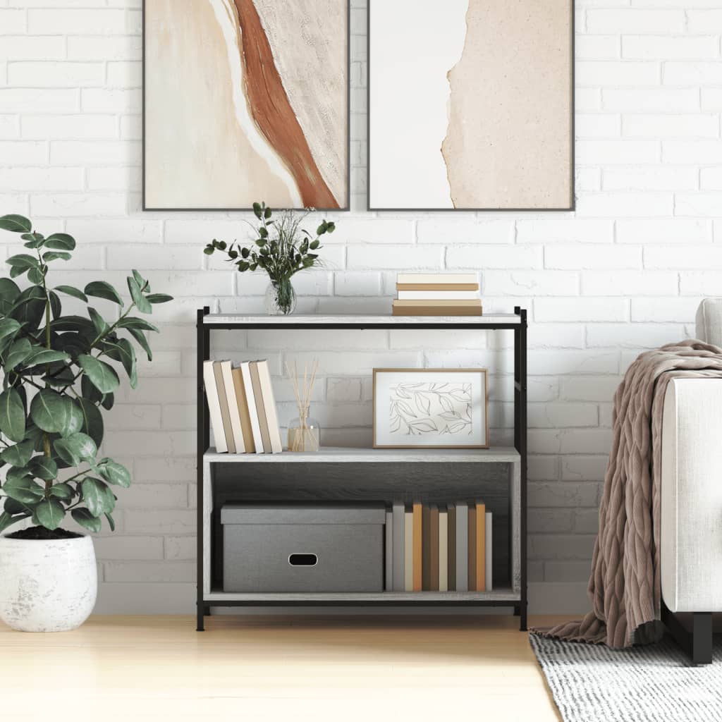 Raamaturiiul, hall Sonoma tamm, 80x30x78,5 cm, tehispuit/raud