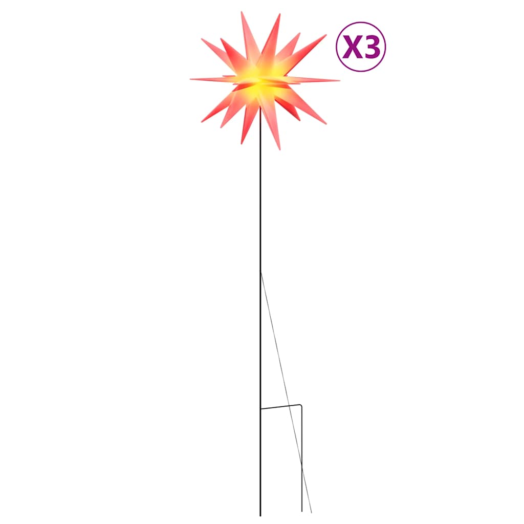 Jõulutuled ogadega 3 tk, LEDiga, kokkupandav, punane, 57 cm