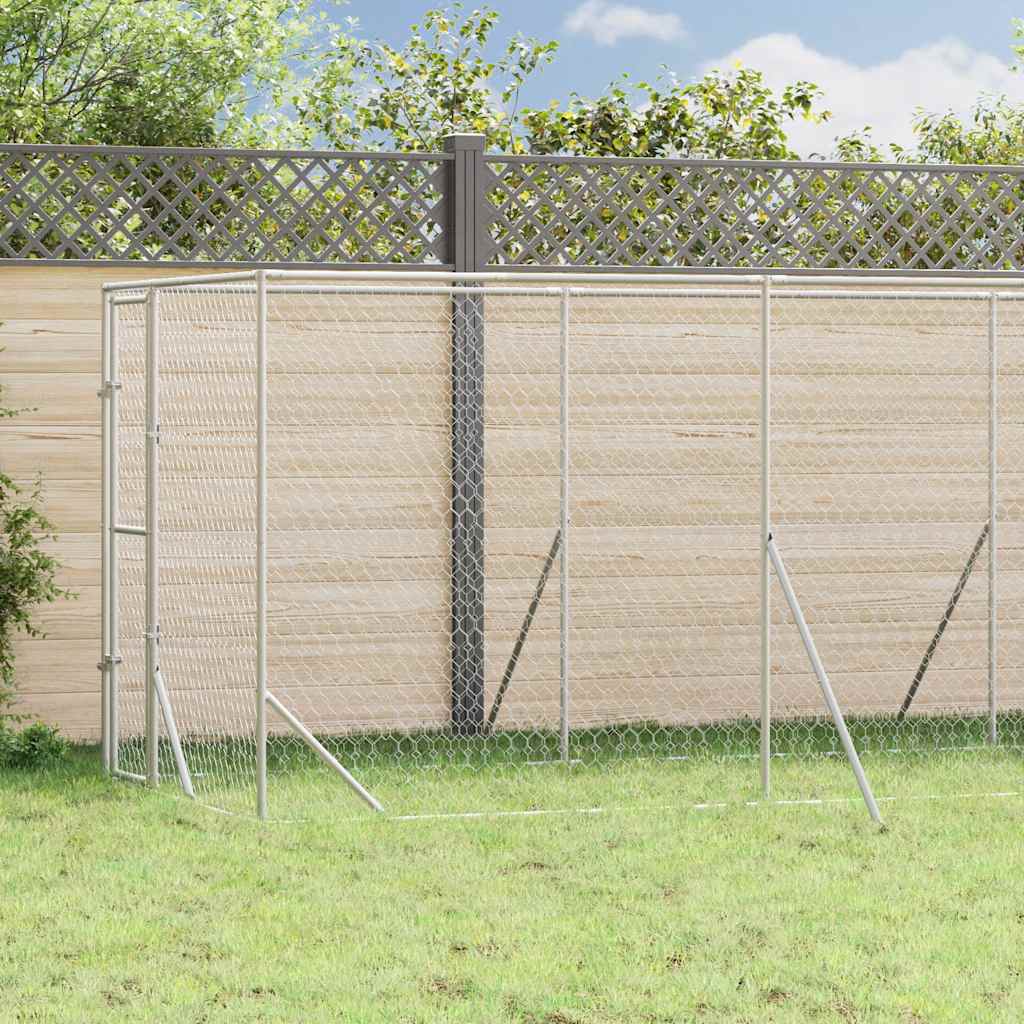 Õue koeraaedik, hõbedane, 2x6x2 m, tsingitud teras