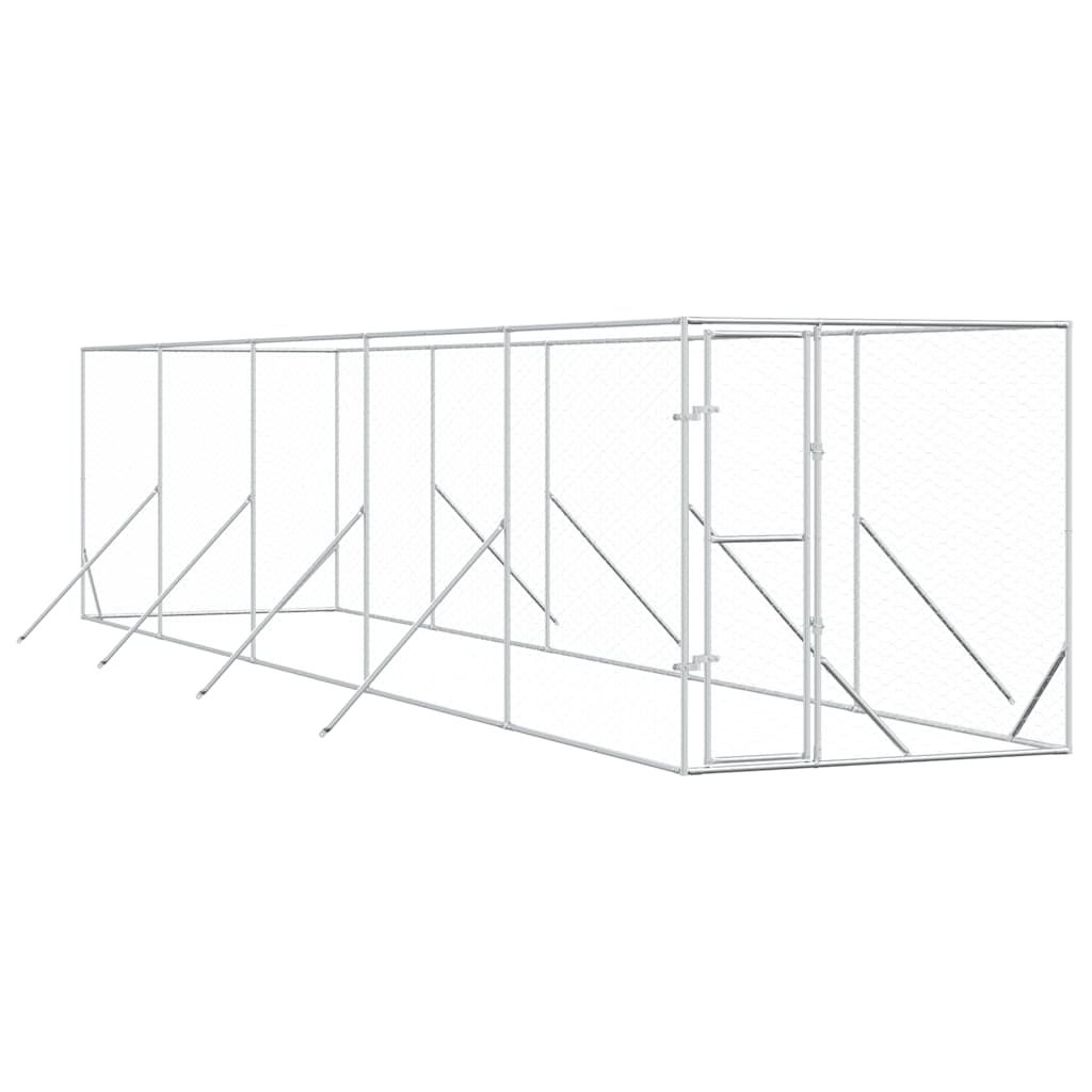 Õue koeraaedik, hõbedane, 2x10x2 m, tsingitud teras