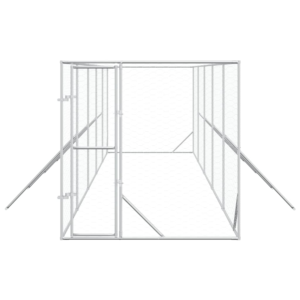 Õue koeraaedik, hõbedane, 2x10x2 m, tsingitud teras