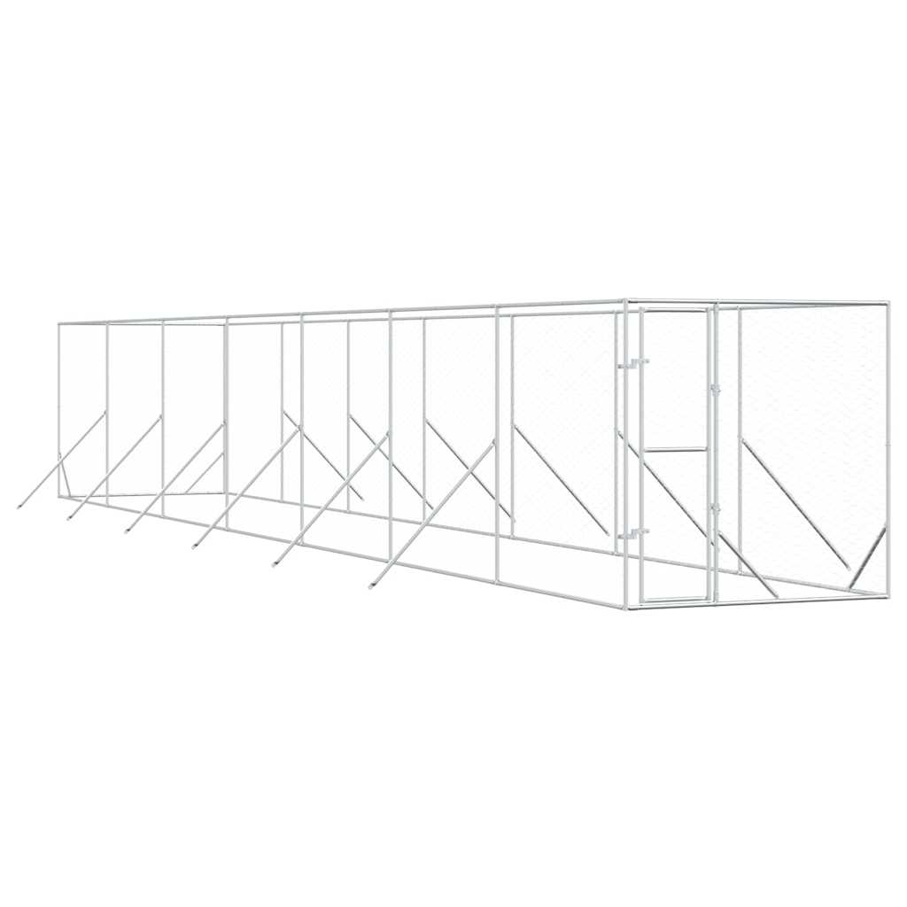 Õue koeraaedik, hõbedane, 2x14x2 m, tsingitud teras