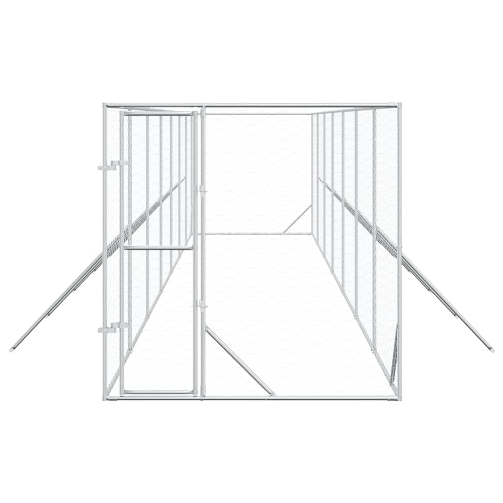 Õue koeraaedik, hõbedane, 2x14x2 m, tsingitud teras