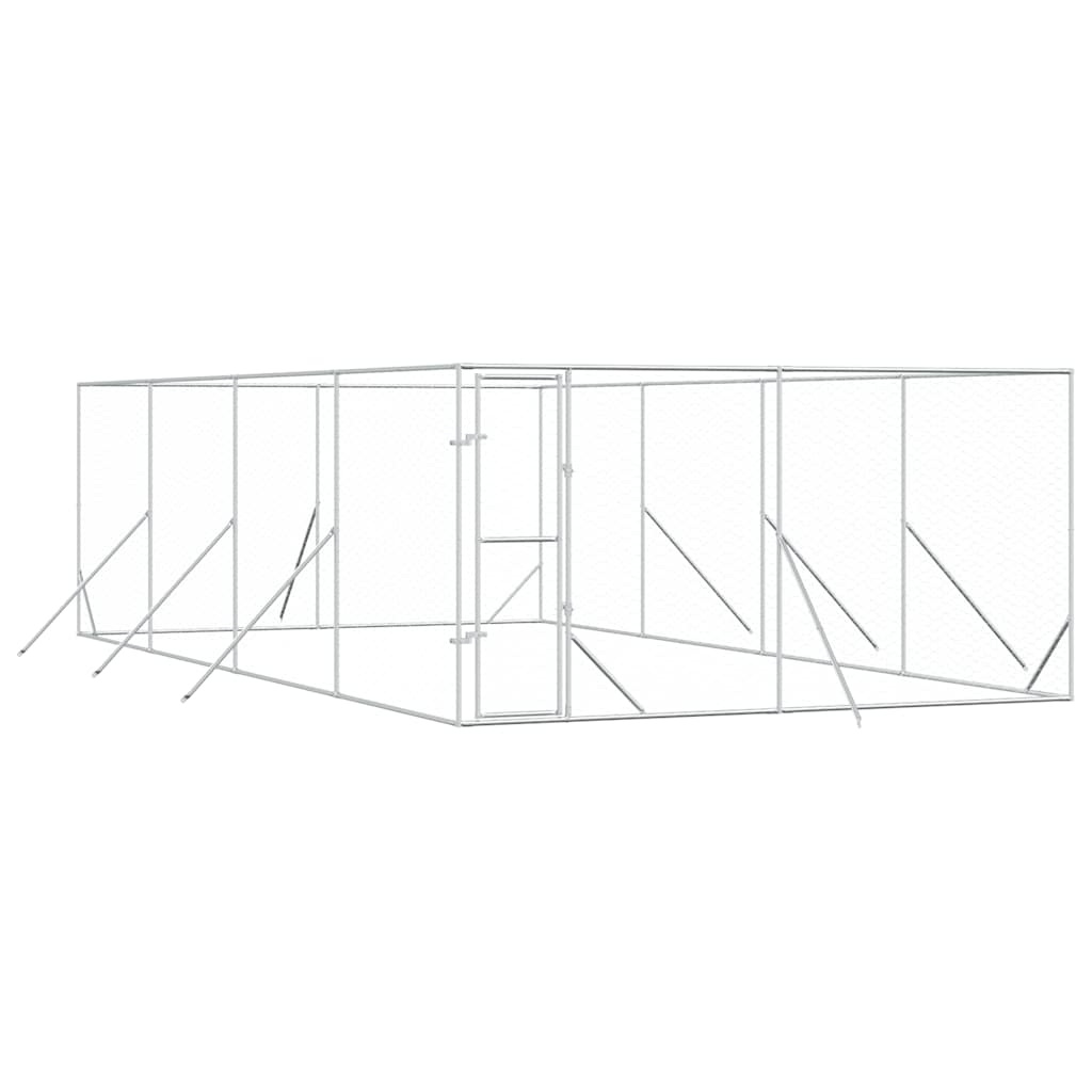 Õue koeraaedik, hõbedane, 4x8x2 m, tsingitud teras