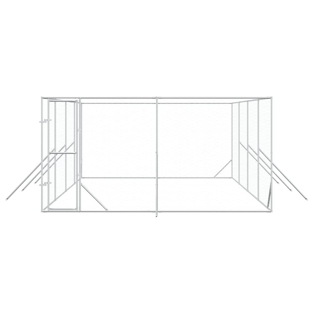 Õue koeraaedik, hõbedane, 4x8x2 m, tsingitud teras
