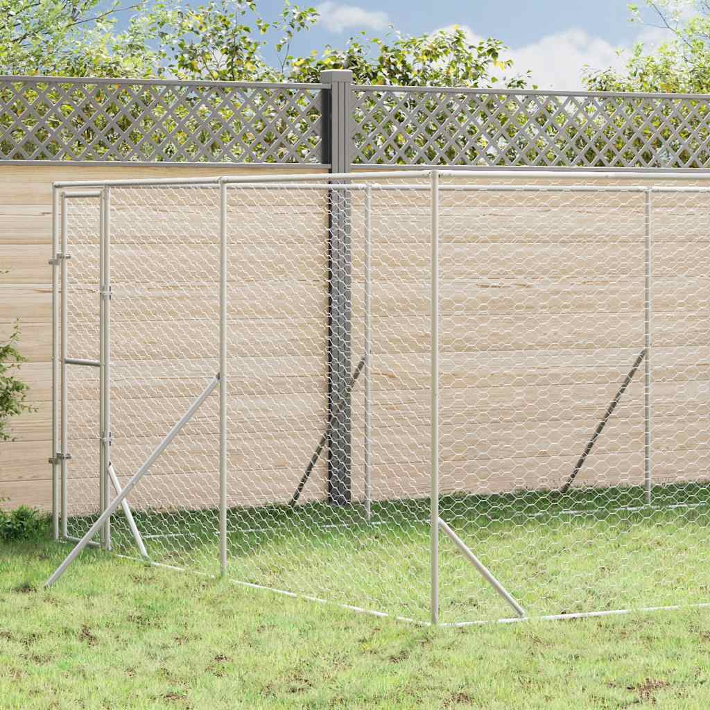 Õue koeraaedik, hõbedane, 4x16x2 m, tsingitud teras