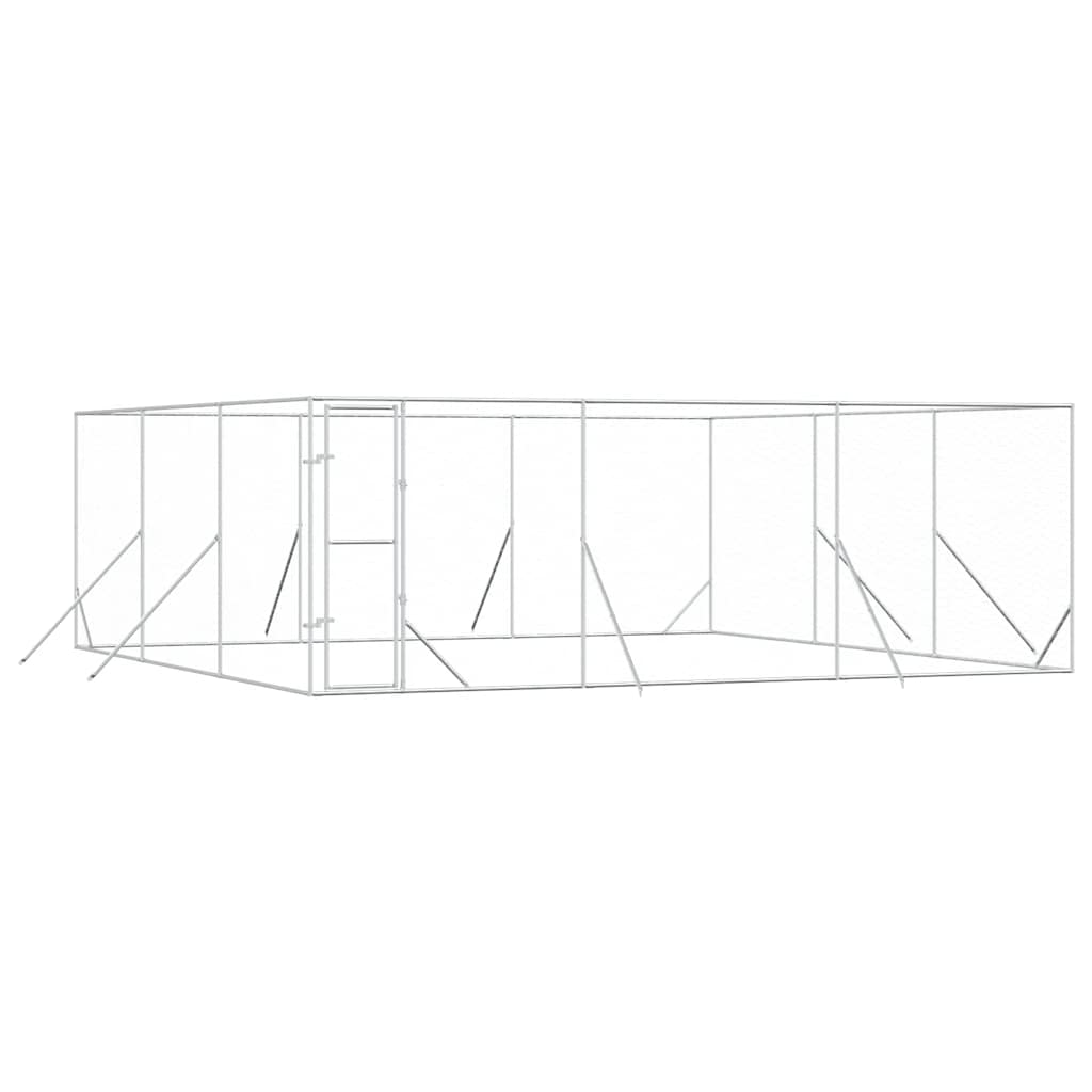Õue koeraaedik, hõbedane, 6x6x2 m, tsingitud teras