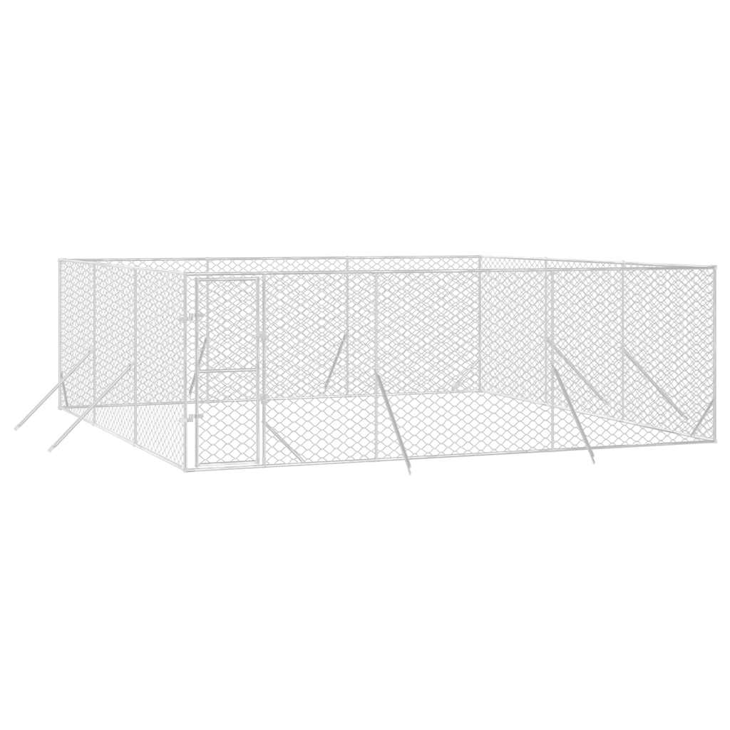 Õue koeraaedik, hõbedane, 6x6x2 m, tsingitud teras