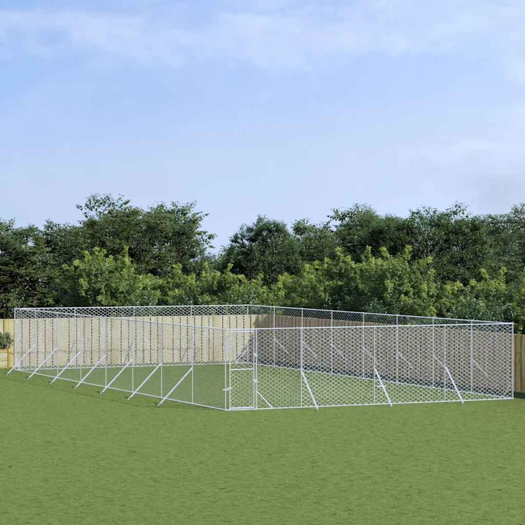 Õue koeraaedik, hõbedane, 8x16x2 m, tsingitud teras