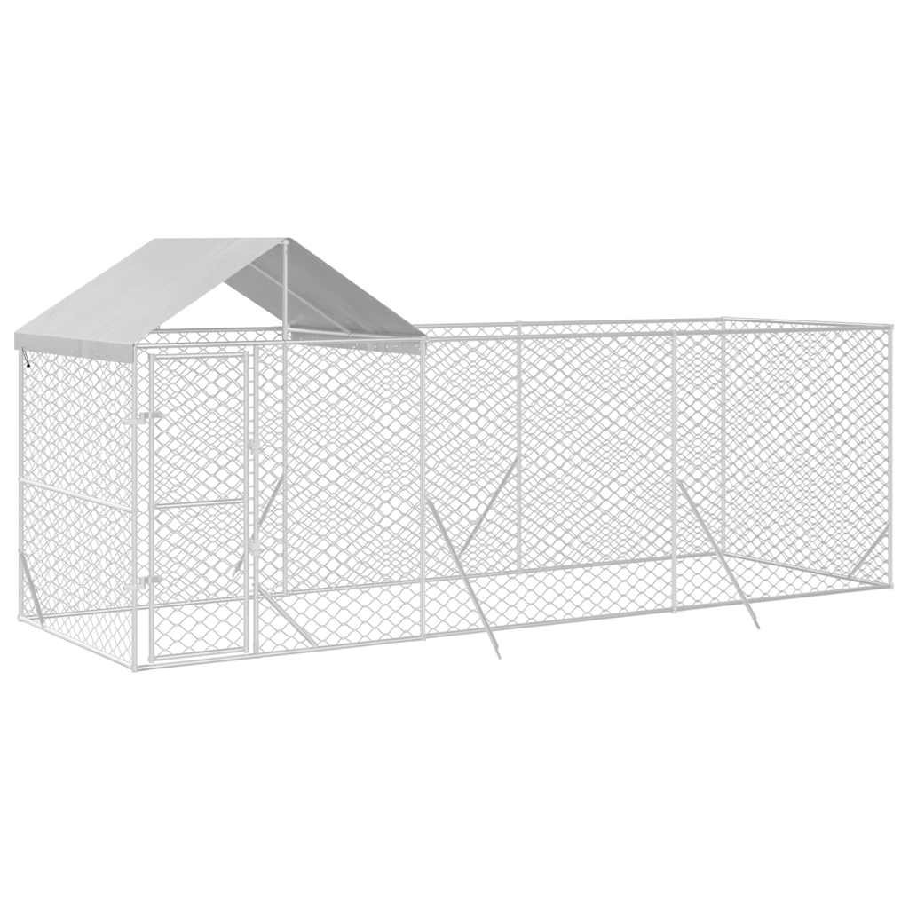 Katusega koeraaedik, hõbedane, 6x2x2,5 m, tsingitud teras