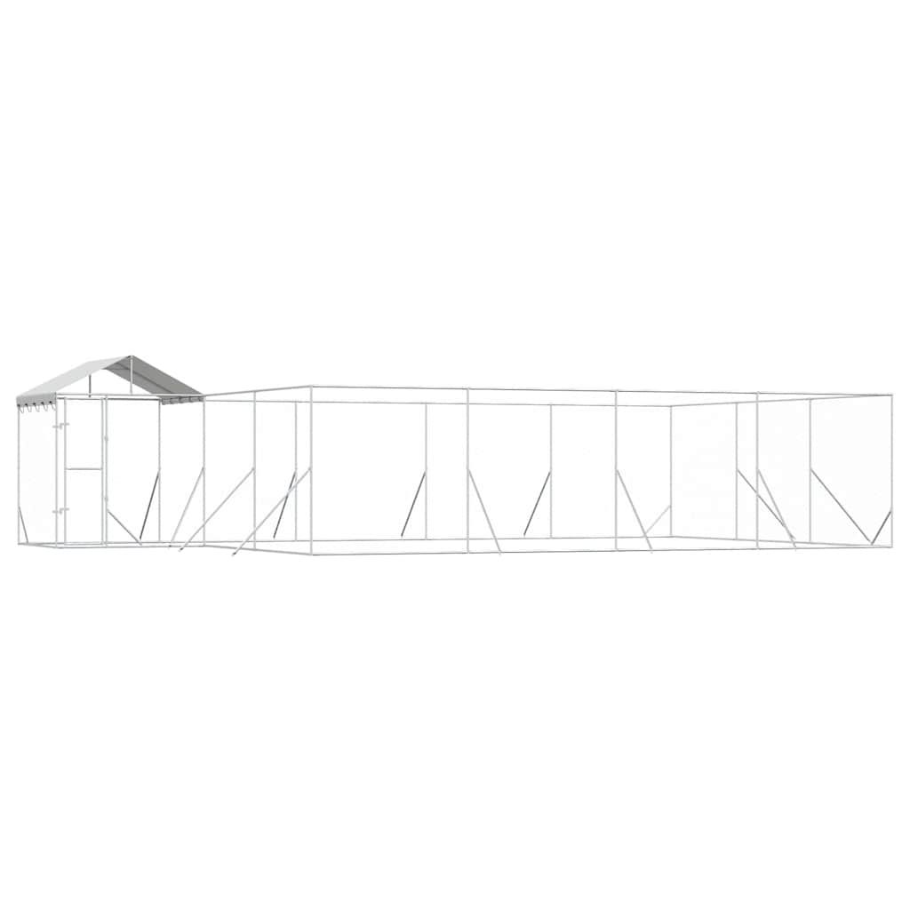 Katusega koeraaedik, hõbedane, 10x6x2,5 m, tsingitud teras