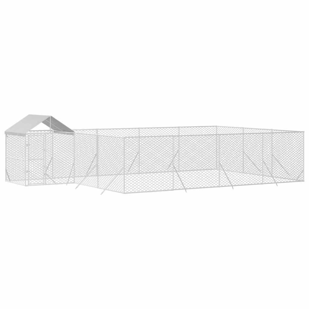 Katusega koeraaedik, hõbedane, 10x6x2,5 m, tsingitud teras