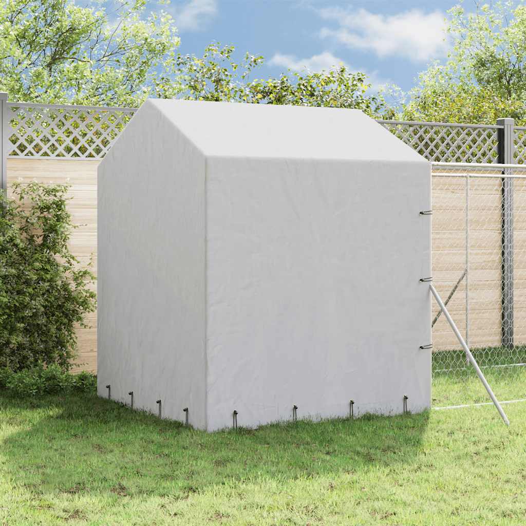 Katusega koeraaedik, hõbedane, 2x14x2,5 m, tsingitud teras