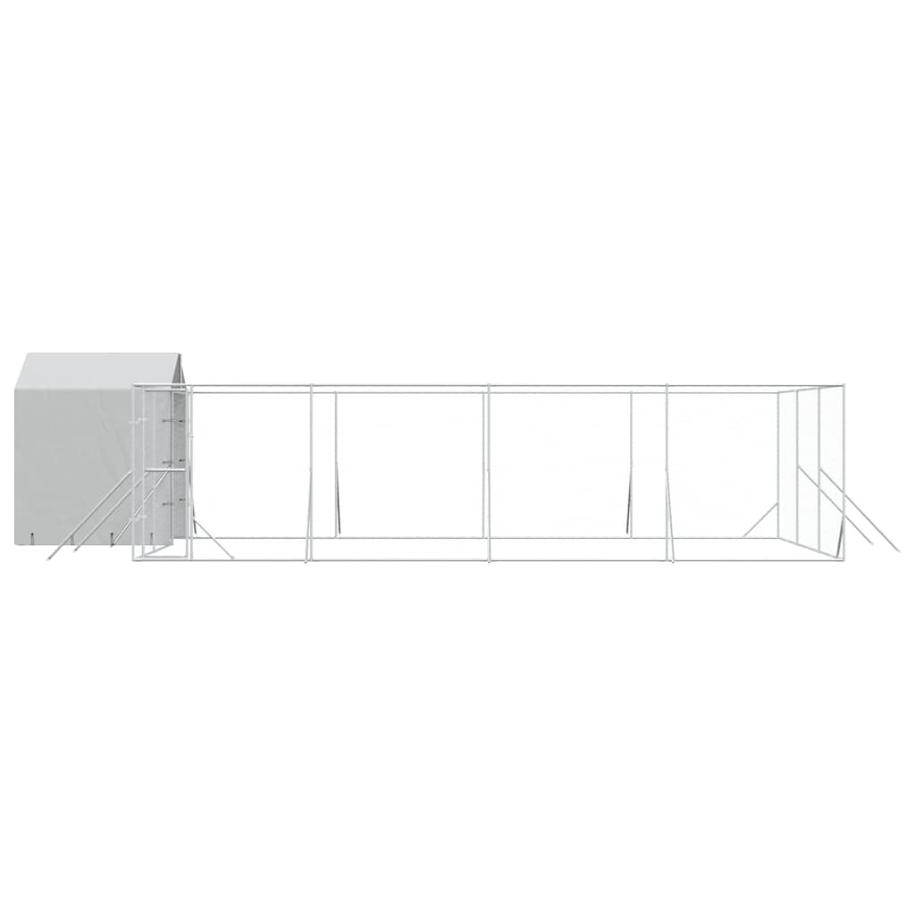 Katusega koeraaedik, hõbedane, 10x6x2,5 m, tsingitud teras