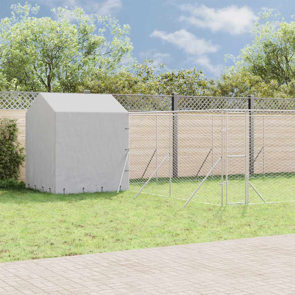Katusega koeraaedik, hõbedane, 10x6x2,5 m, tsingitud teras