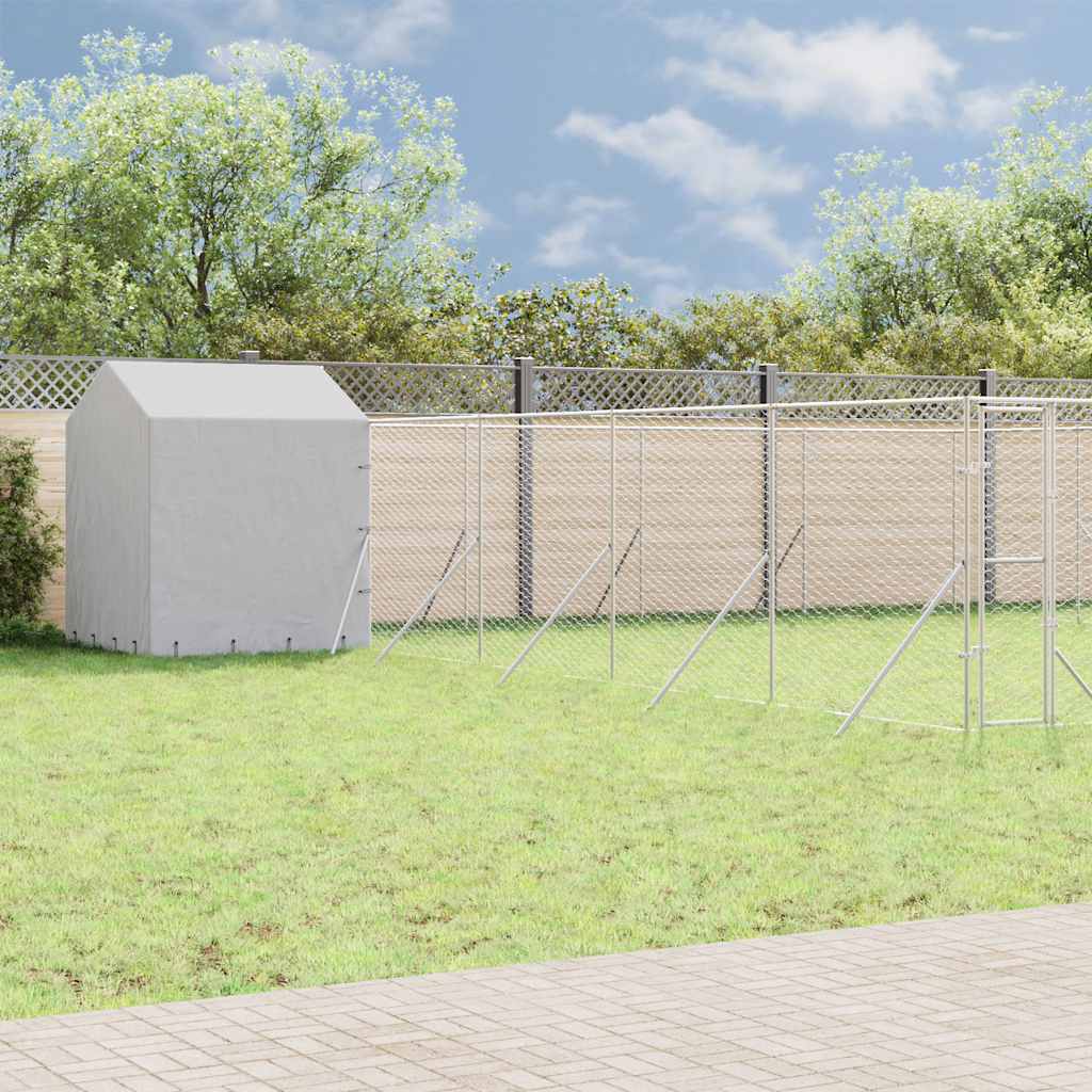 Katusega koeraaedik, hõbedane, 10x10x2,5 m, tsingitud teras