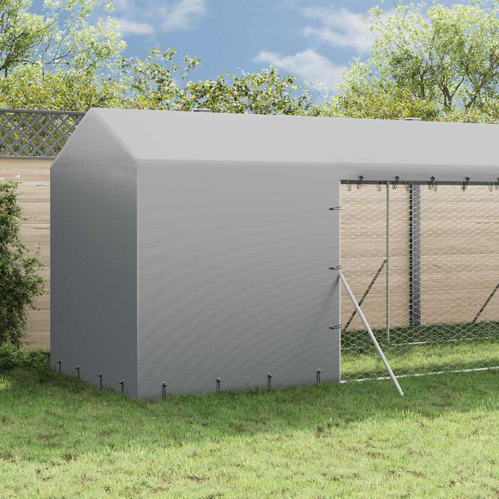 Katusega koeraaedik, hõbedane, 2x6x2,5 m, tsingitud teras