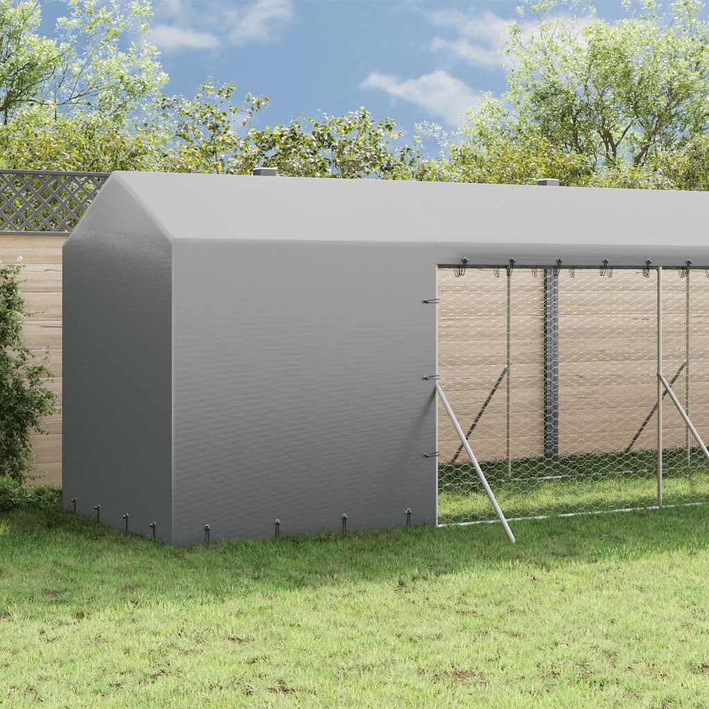 Katusega koeraaedik, hõbedane, 2x14x2,5 m, tsingitud teras