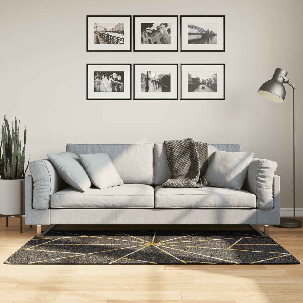 Vaip, pestav, must ja kuldne, 80 x 150 cm