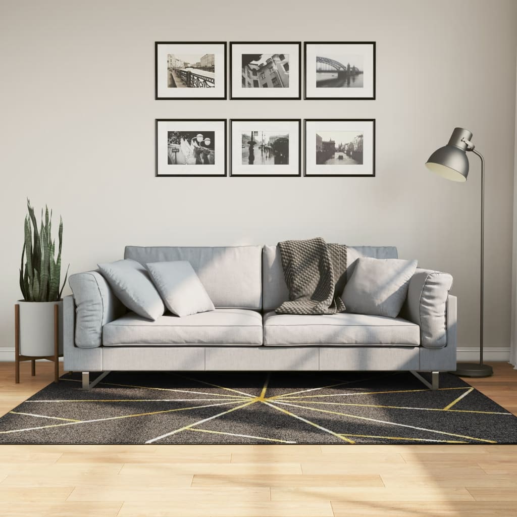 Vaip, pestav, must ja kuldne, 120 x 180 cm