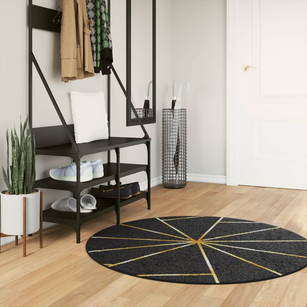 Vaip, pestav, must ja kuldne, Ø 120 cm