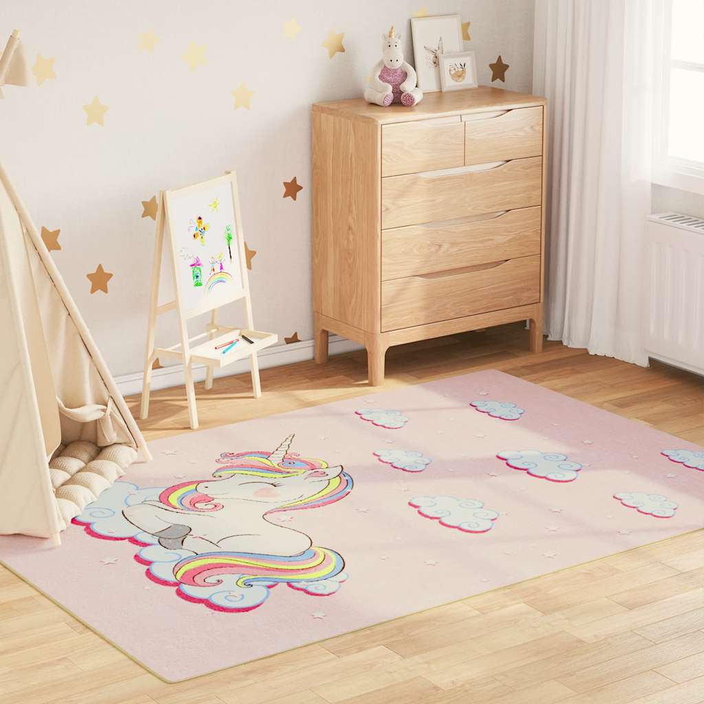 Lastetoa vaip, roosa, 160 x 230 cm, ükssarvik, pestav