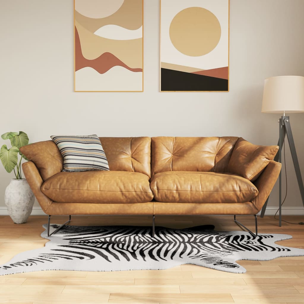 Vaip, must ja valge, 120 x 170 cm, sebra muster, pestav