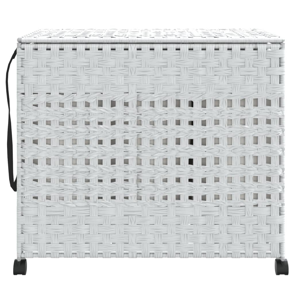 Ratastega pesukorv, valge, 66 x 35 x 60 cm, rotang