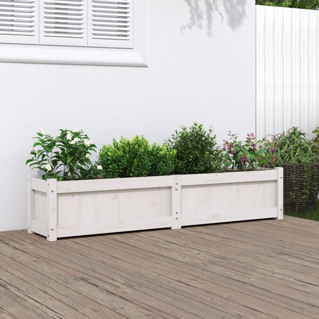 Aia taimekast, valge, 150 x 31 x 31 cm, männipuit