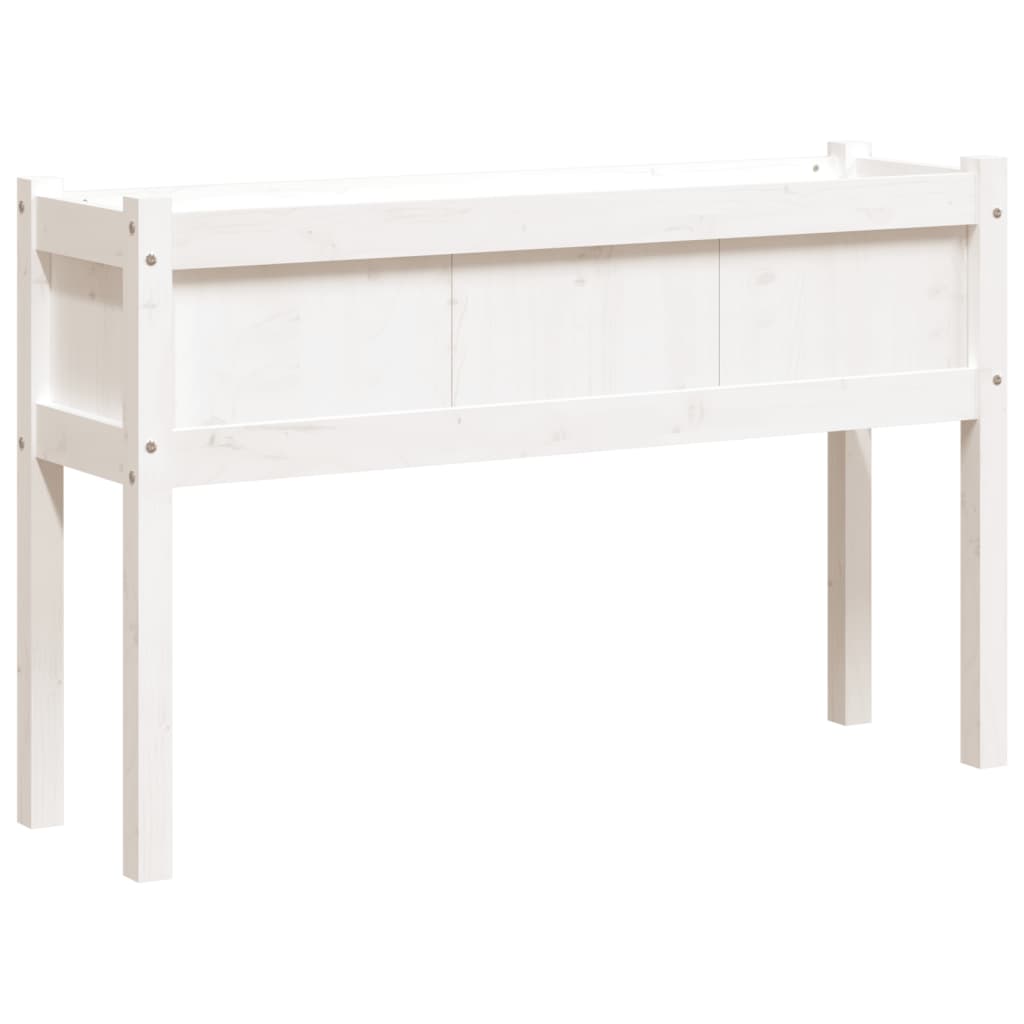 Jalgadega aia taimekast, valge, 110 x 31 x 70 cm, männipuit