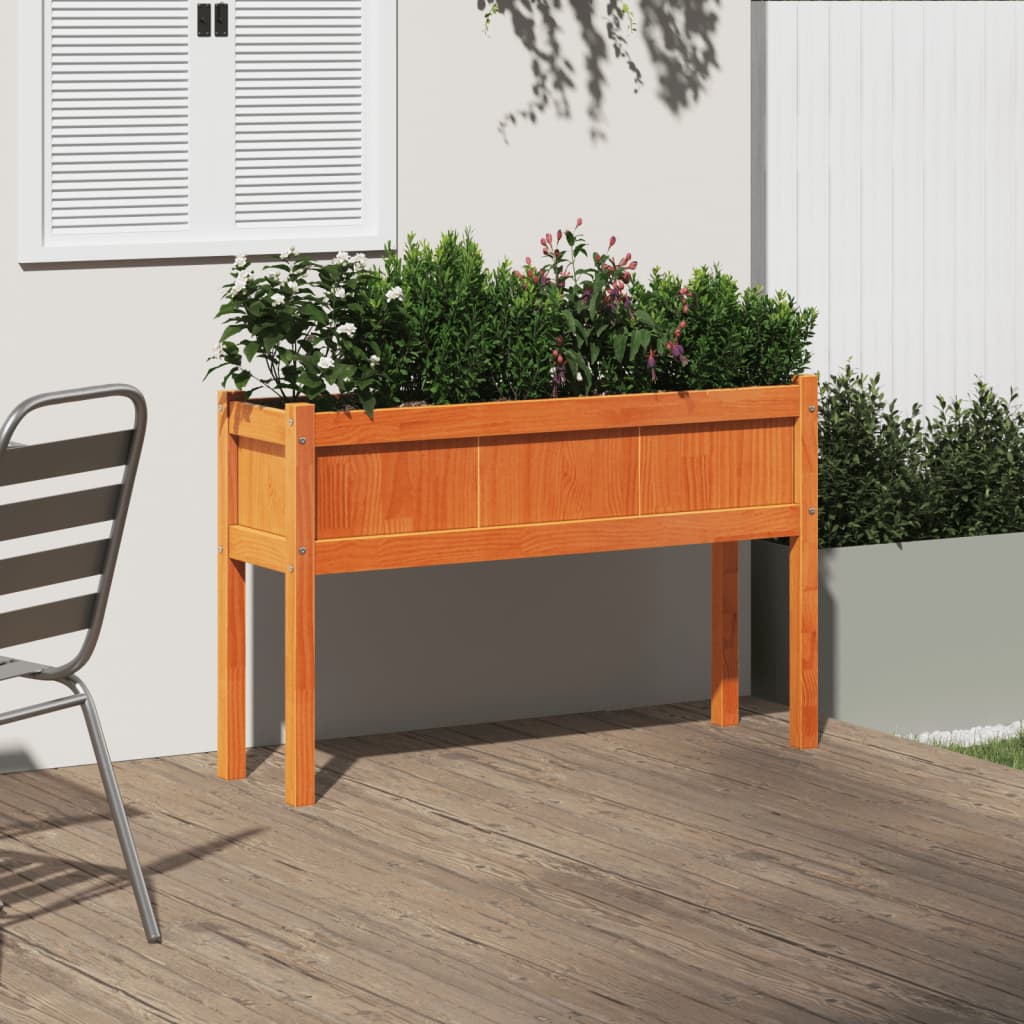 Jalgadega aia taimekast, vahapruun, 110 x 31 x 70 cm, männipuit