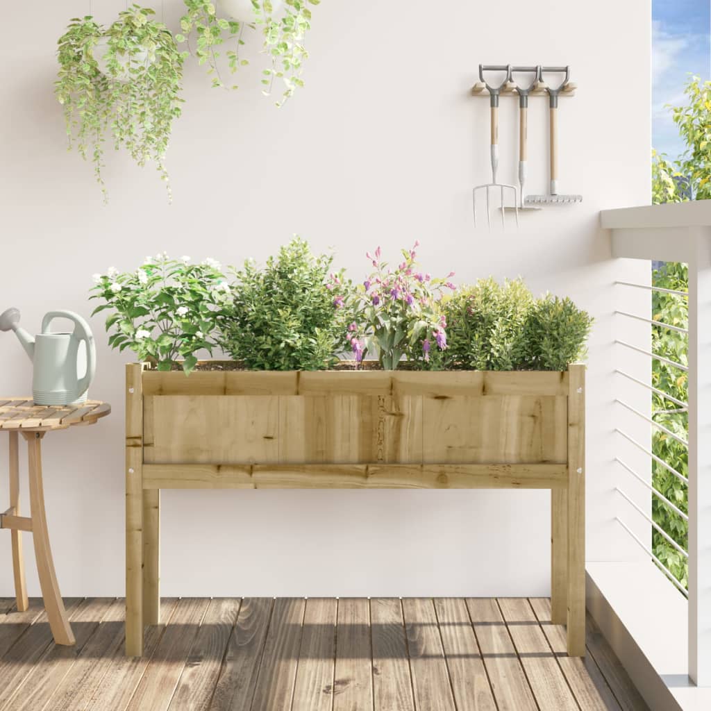 Jalgadega aia taimekast, 110 x 31 x 70 cm, immutatud männipuit