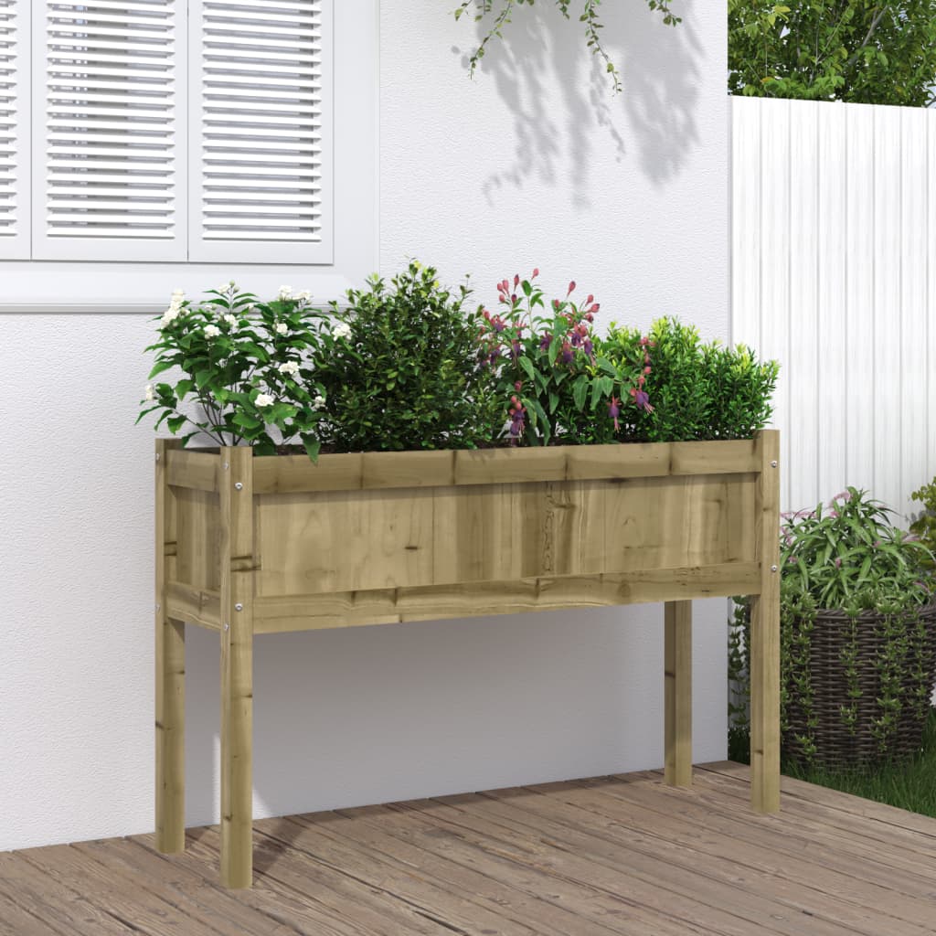 Jalgadega aia taimekast, 110 x 31 x 70 cm, immutatud männipuit