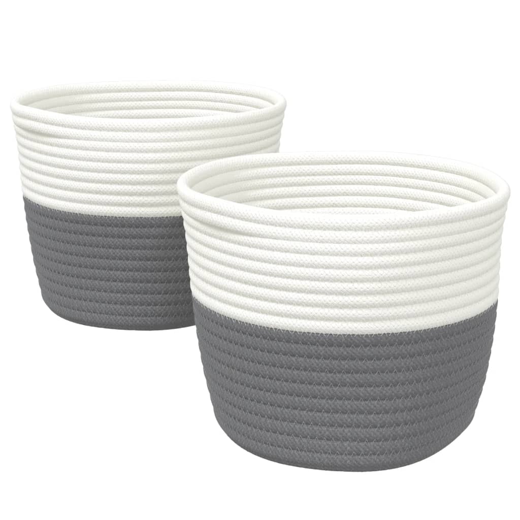 Hoiukorvid 2 tk, hall ja valge, Ø24x18 cm, puuvill