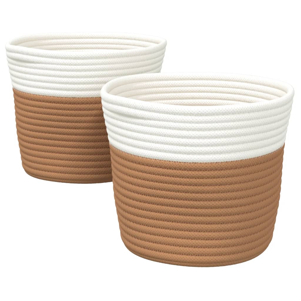 Hoiukorvid 2 tk, pruun ja valge, Ø24 x 18 cm, puuvill