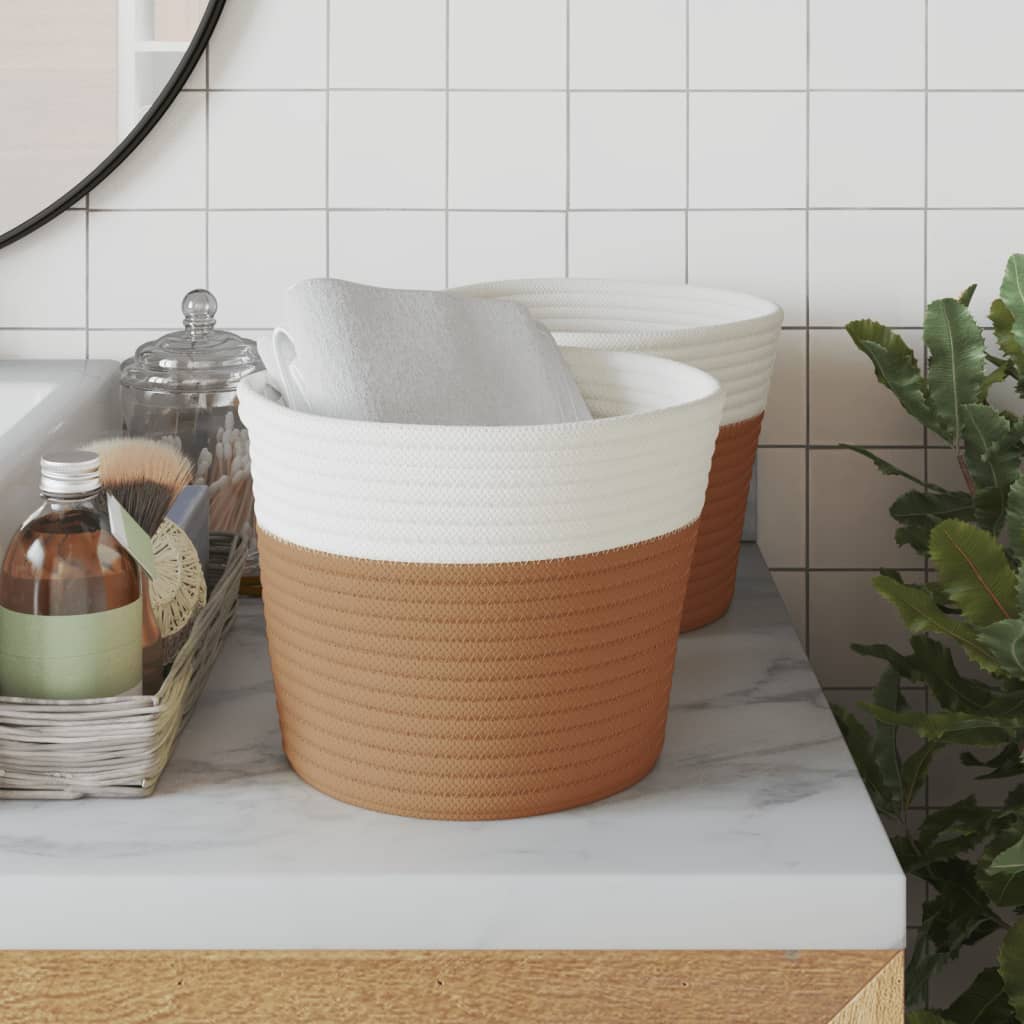 Hoiukorvid 2 tk, pruun ja valge, Ø24 x 18 cm, puuvill