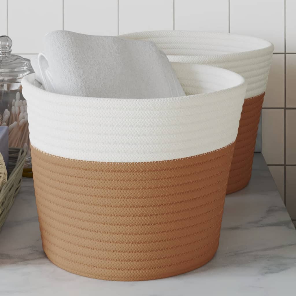 Hoiukorvid 2 tk, pruun ja valge, Ø24 x 18 cm, puuvill