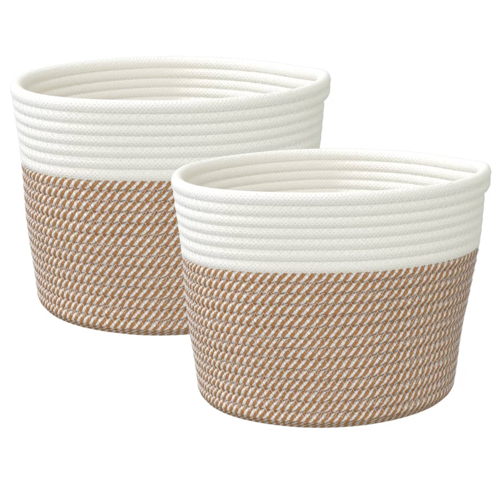 Hoiukorvid 2 tk, pruun ja valge, Ø24 x 18 cm, puuvill