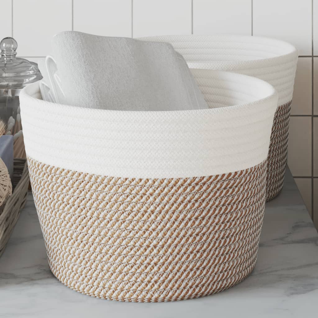 Hoiukorvid 2 tk, pruun ja valge, Ø24 x 18 cm, puuvill