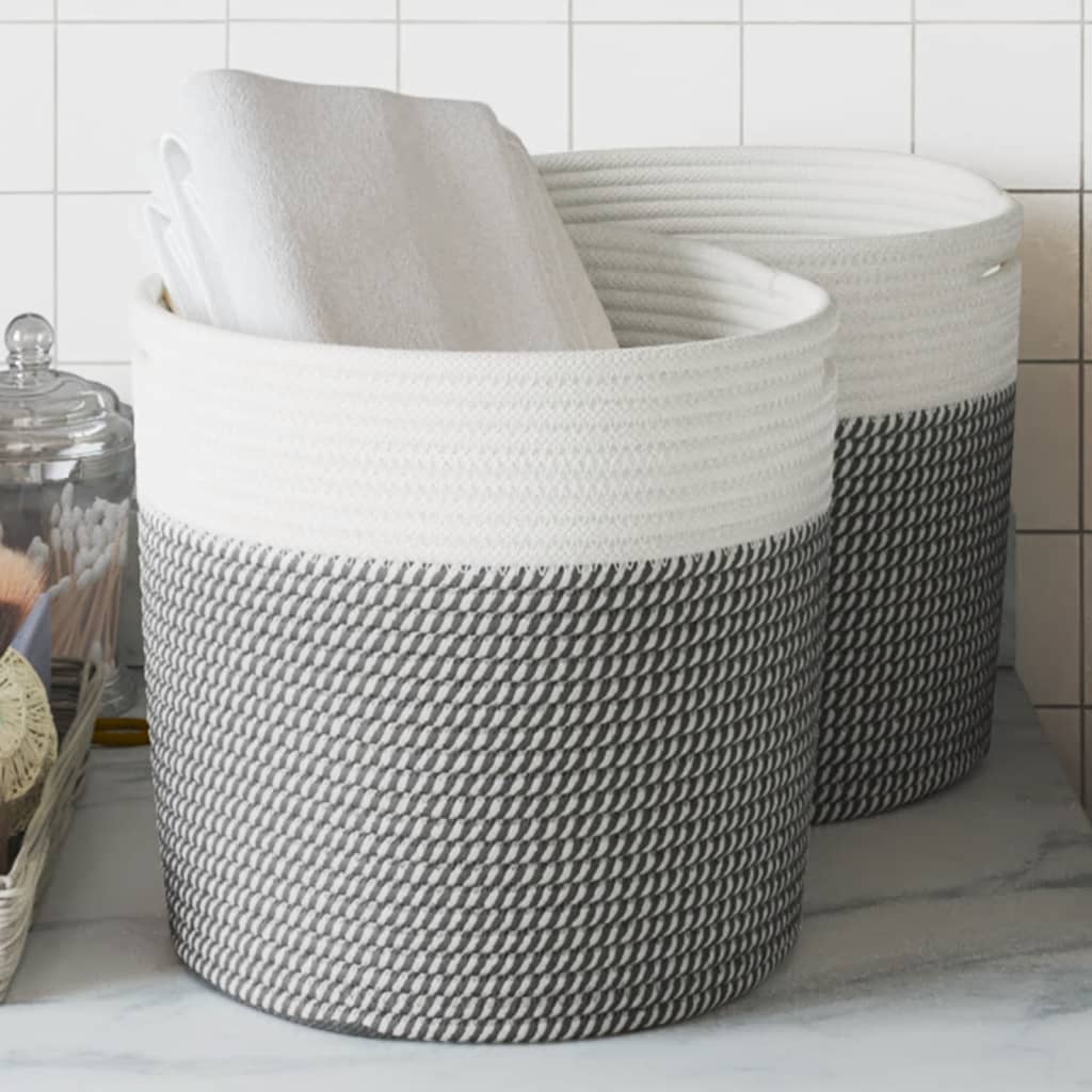 Hoiukorvid 2 tk, hall ja valge, Ø28 x 28 cm, puuvill