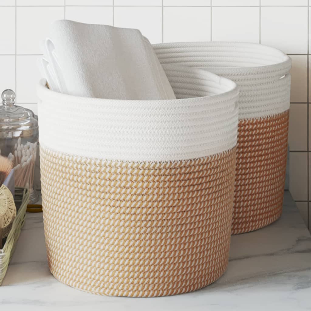 Hoiukorvid 2 tk, pruun ja valge, Ø28x28 cm, puuvill