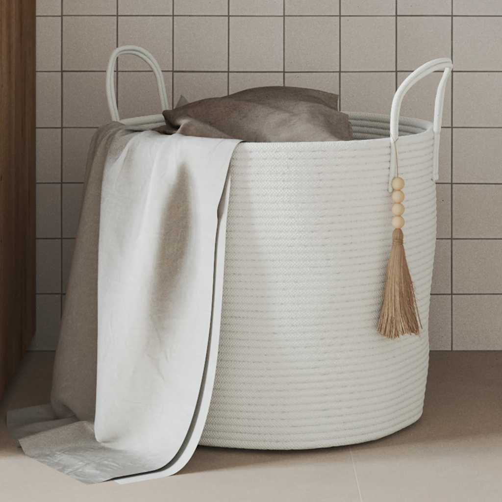 Hoiukorv valge Ø40 x 35 cm puuvill