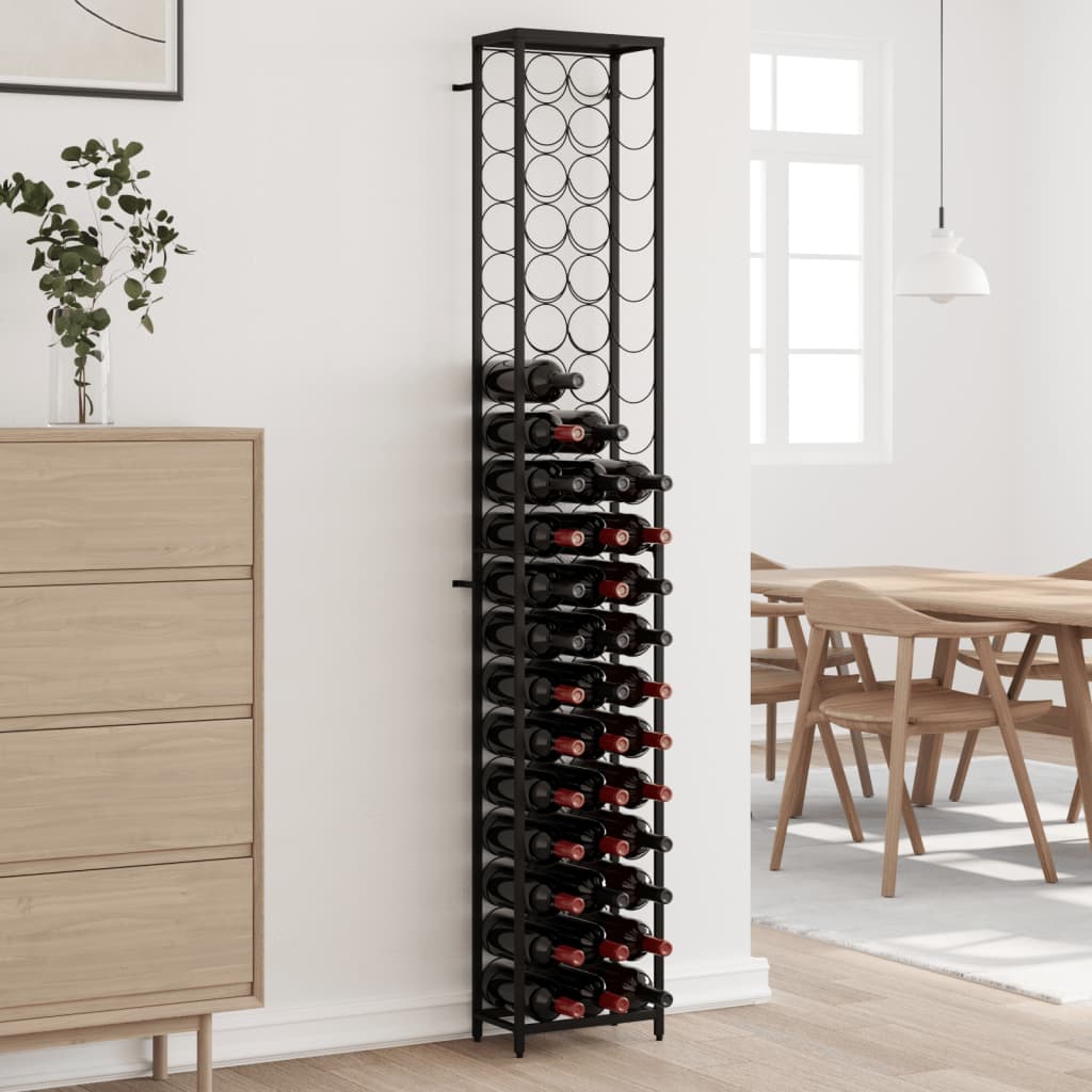 Veiniriiul 57 pudelile, must, 34 x 18 x 200 cm, sepistatud raud